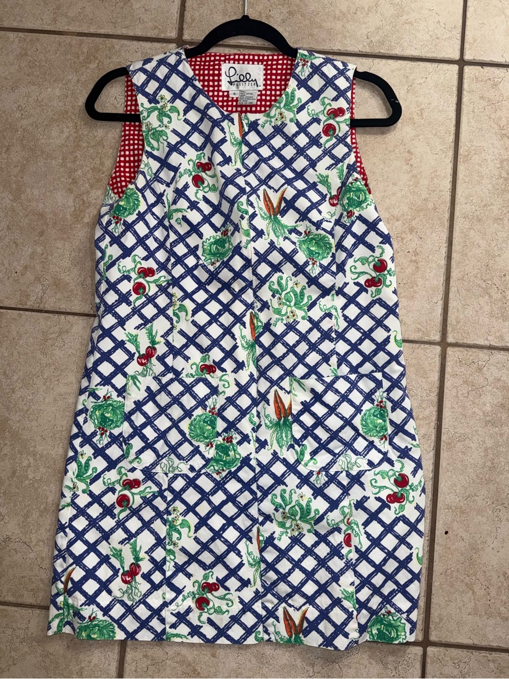 Rare Lilly Pulitzer White Label Vegetable Print Market Dress Size 6 Pockets